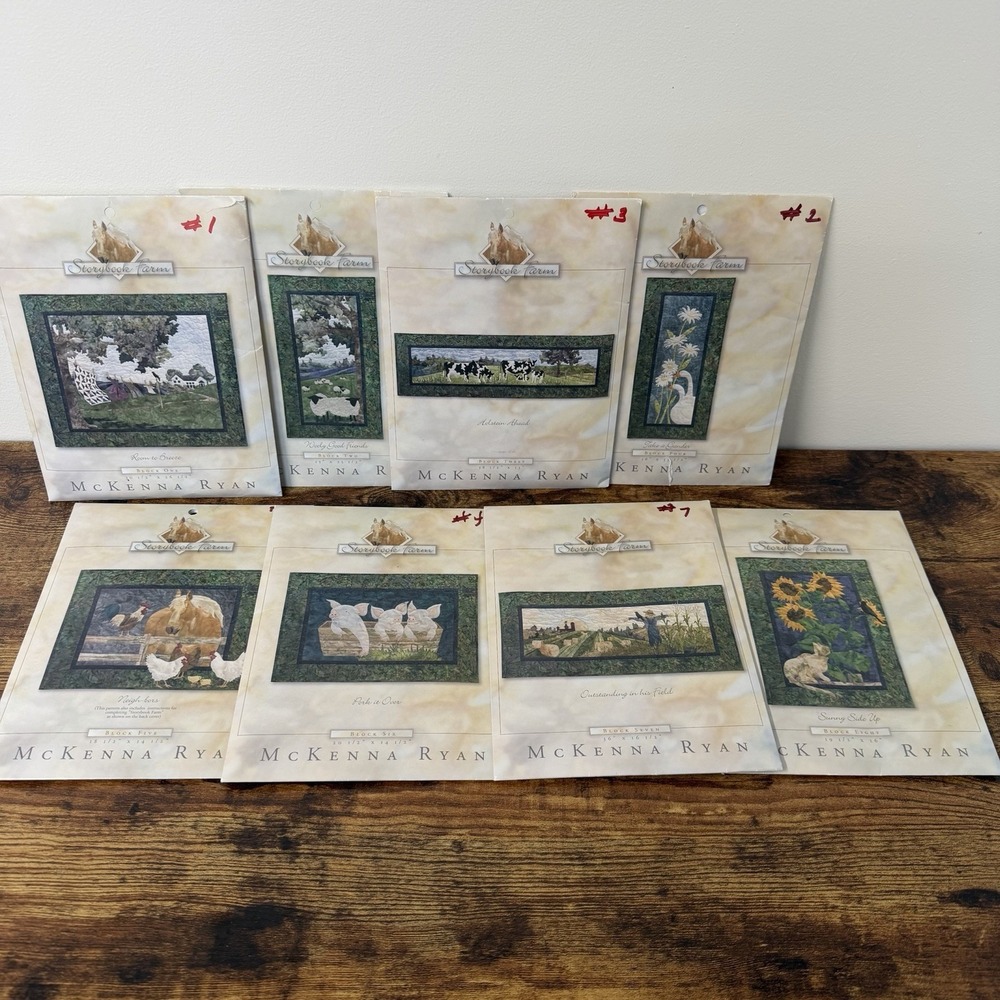 AS IS 8 McKenna Ryan Storybook Farm Quilt Block Patterns FULL SET #1-8